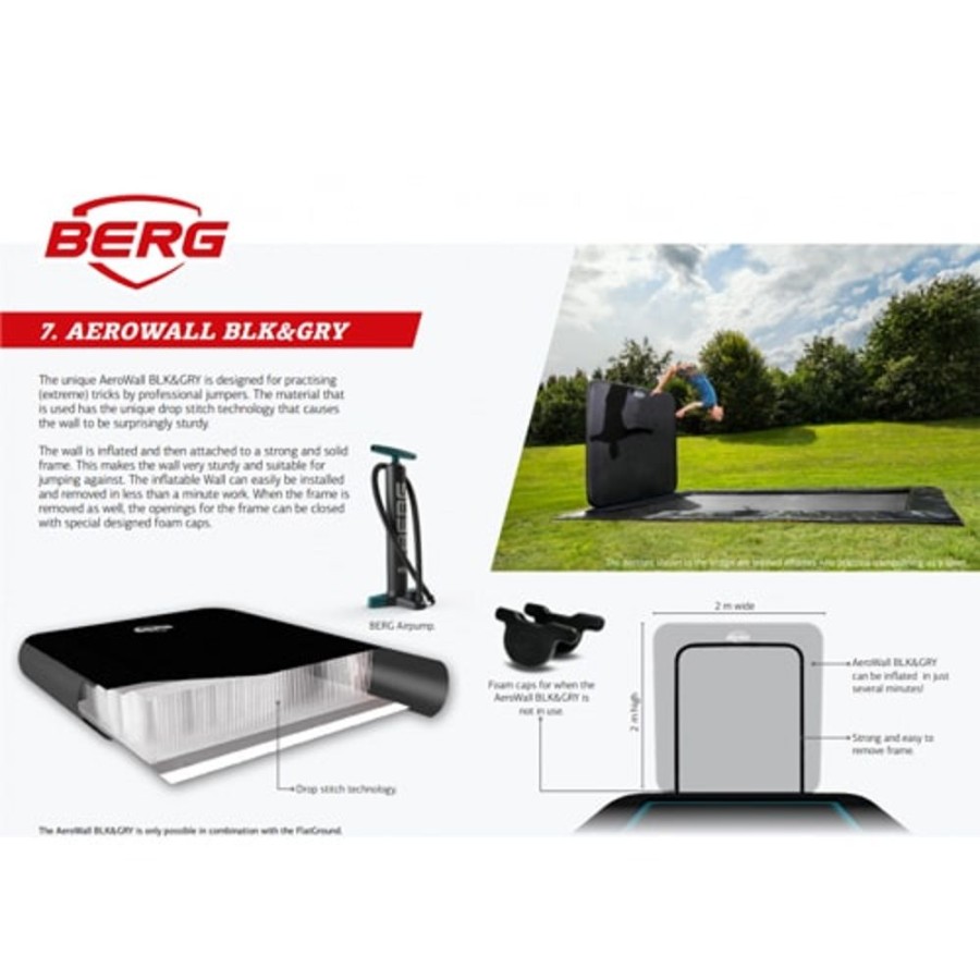 Outdoor Berg | Berg Ultimate Elite Flatground Grey Trampoline With Aero Wall - Toy Buzz