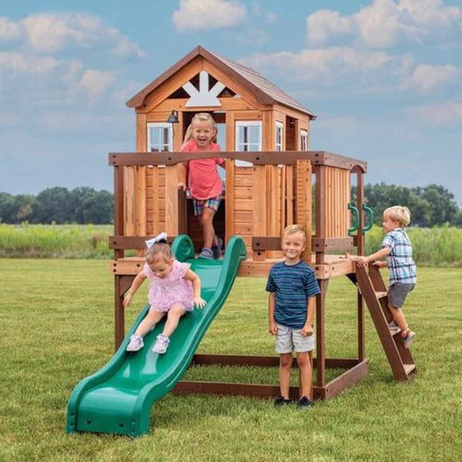 Outdoor Lifespan Kids | Lifespan Kids Backyard Discovery Echo Heights Cubby House With Slide - Toy Buzz